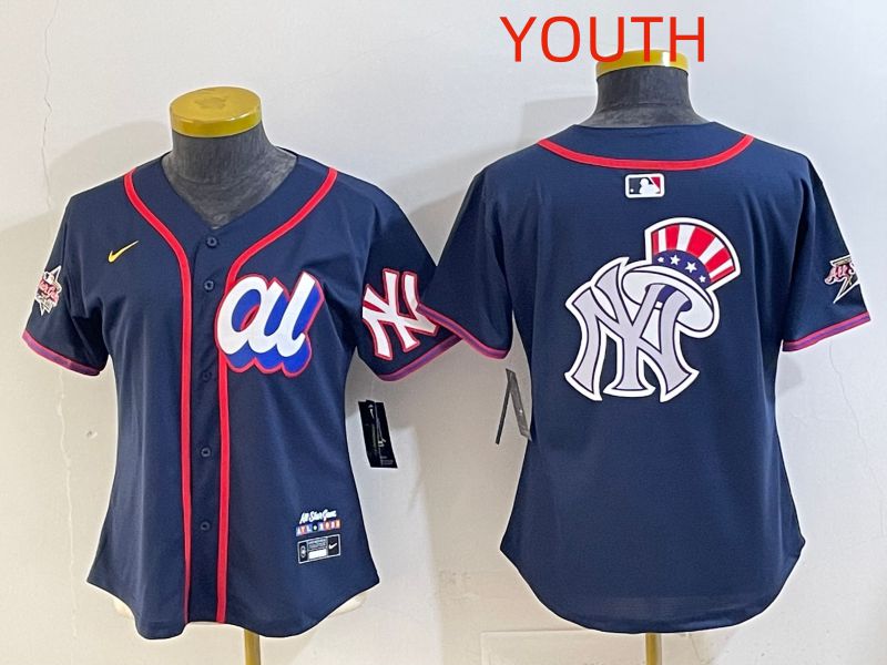 Youth 2025 New York Yankees Blank Drak Blue All star Nike MLB Jersey style 07->youth mlb jersey->Youth Jersey